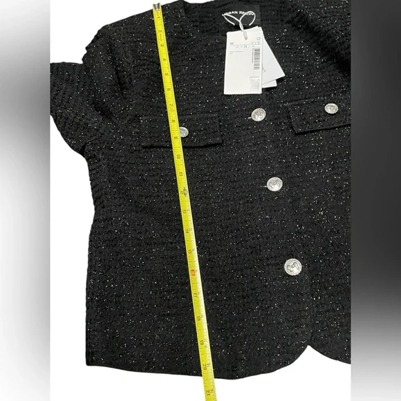 Urban Revivo Women’s Tweed Business Casual Jacket Medium Bow Buttons - Picture 11 of 12